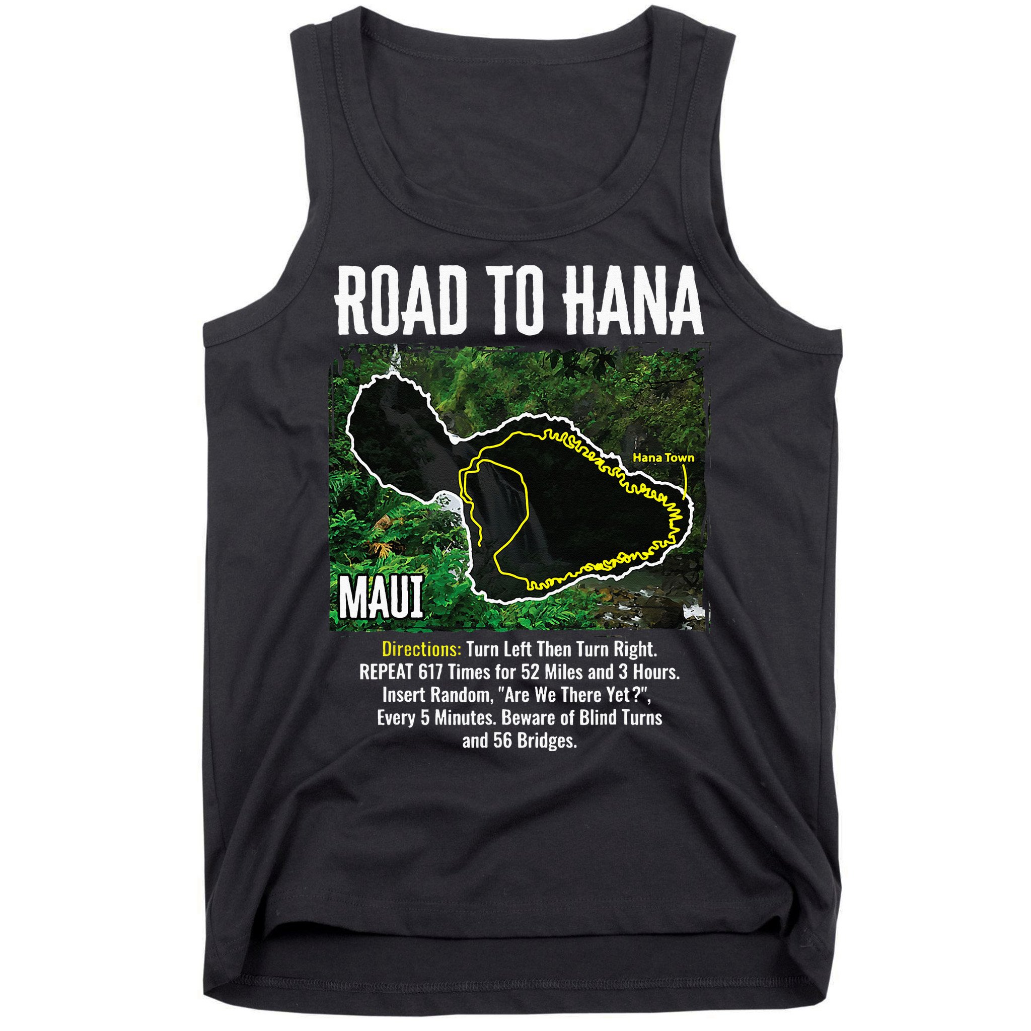 Road To Hana Map Maui Island Surfing Hawaiian Beach Summer Tank Top