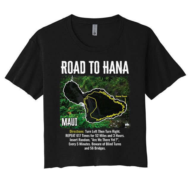 Road To Hana Map Maui Island Surfing Hawaiian Beach Summer Crop Top