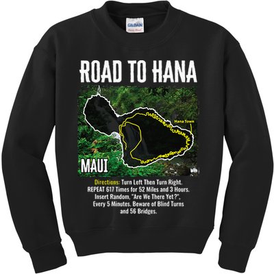Road To Hana Map Maui Island Surfing Hawaiian Beach Summer Kids Sweatshirt