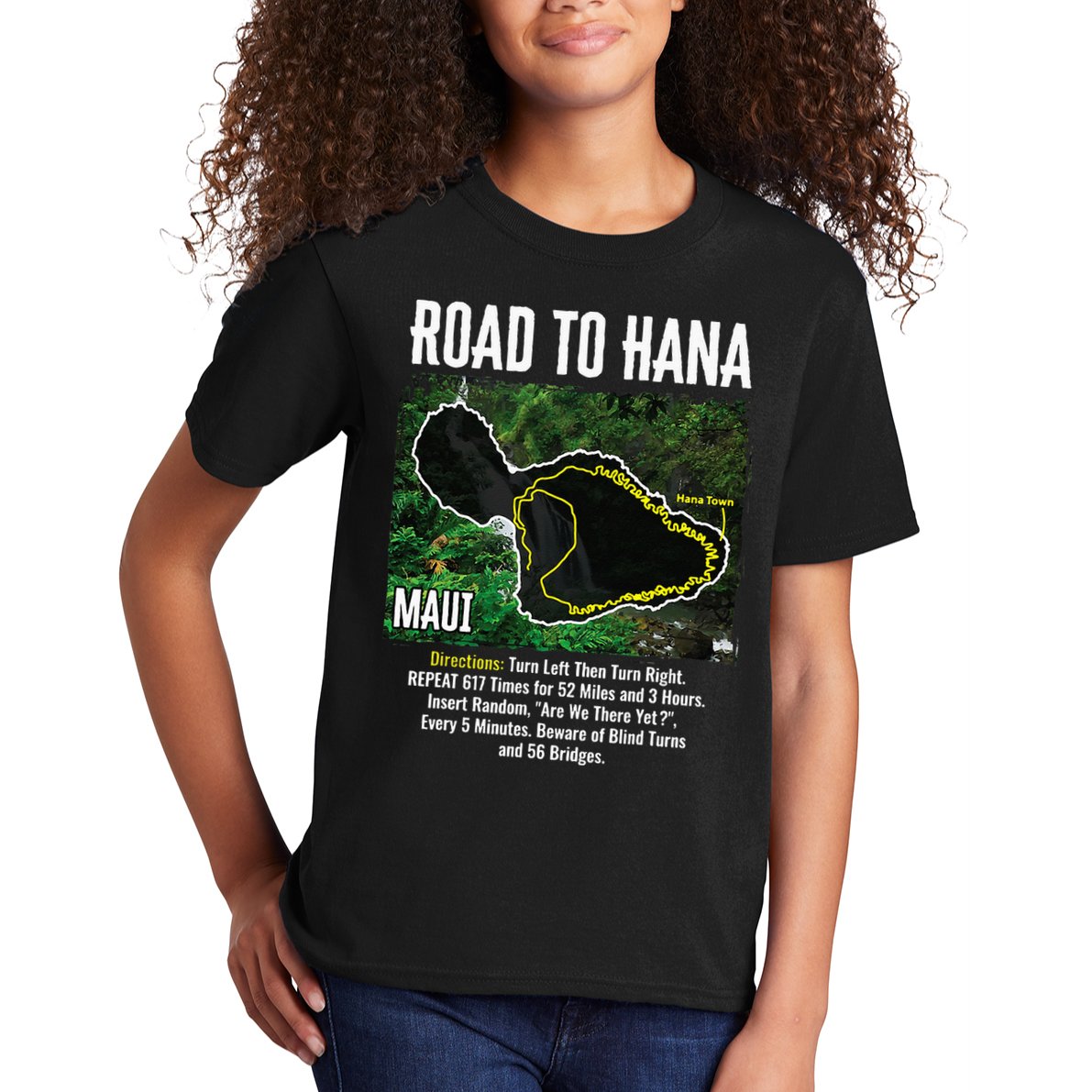 Road To Hana Map Maui Island Surfing Hawaiian Beach Summer Kids T-Shirt