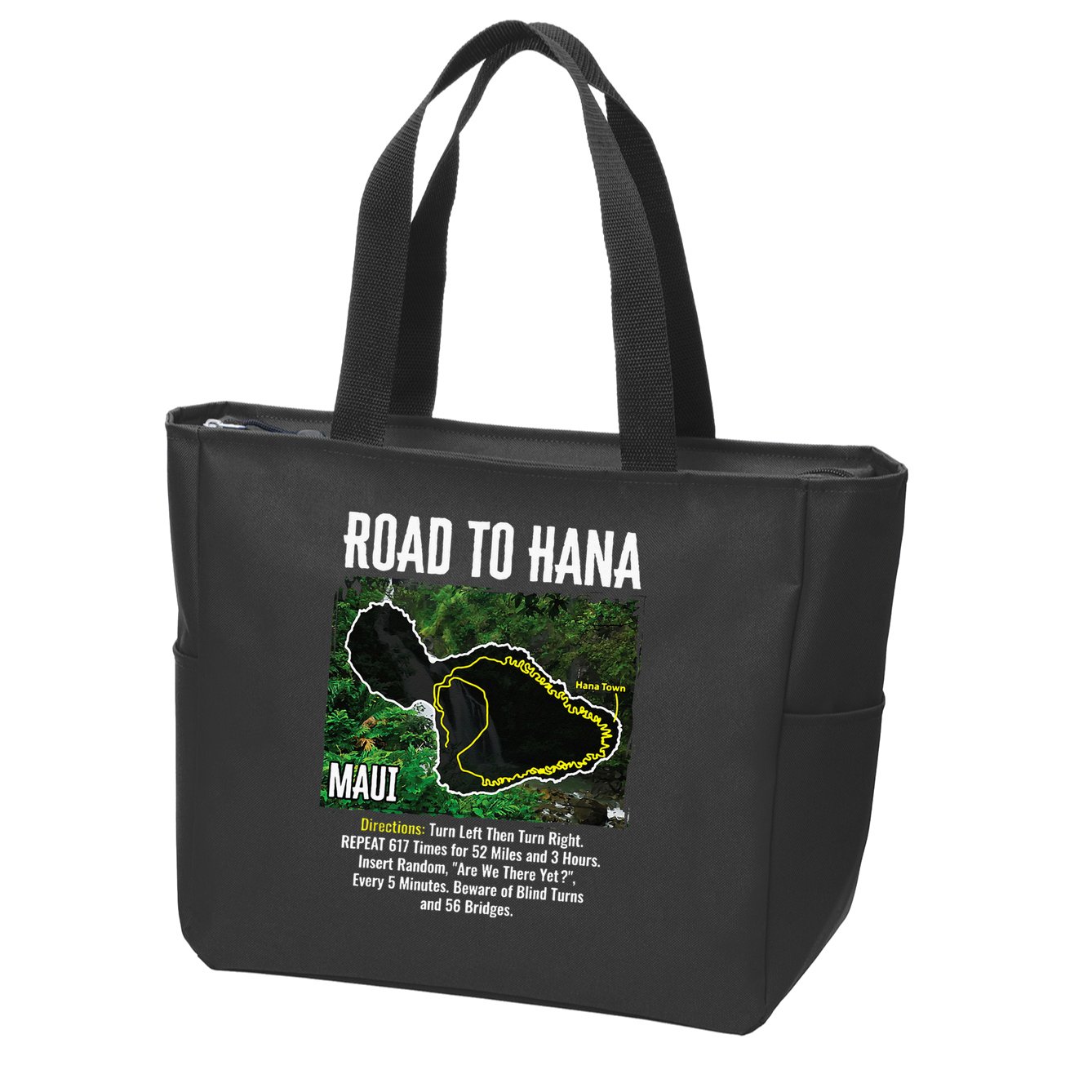 Road To Hana Map Maui Island Surfing Hawaiian Beach Summer Zip Tote Bag