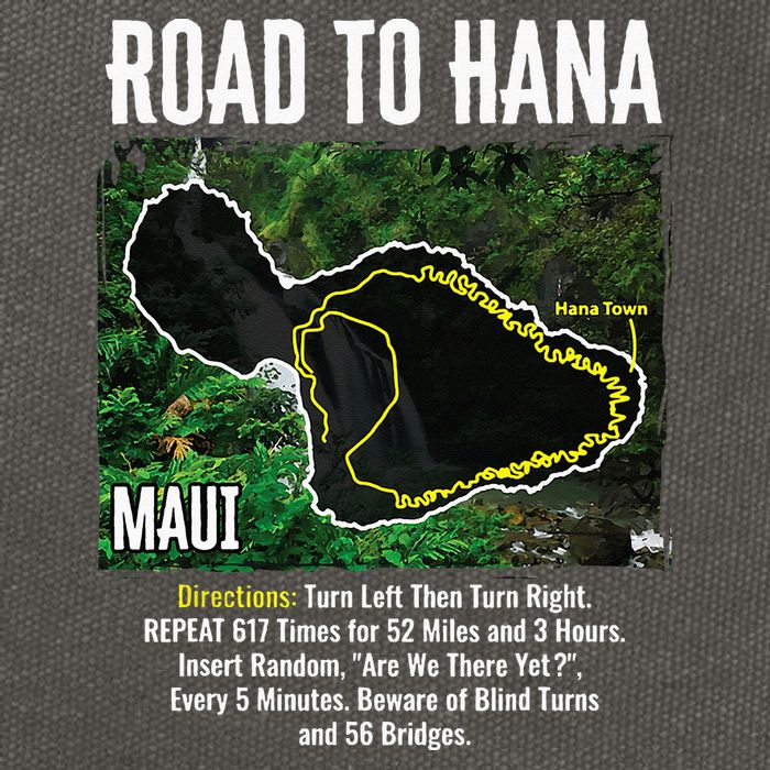 Road To Hana Map Maui Island Surfing Hawaiian Beach Summer Cotton Canvas Backpack