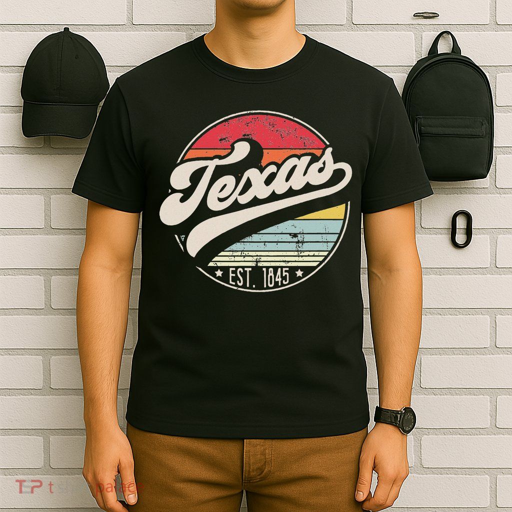 Retro Texas Home State Tx Cool 70s Style Sunset T-Shirt