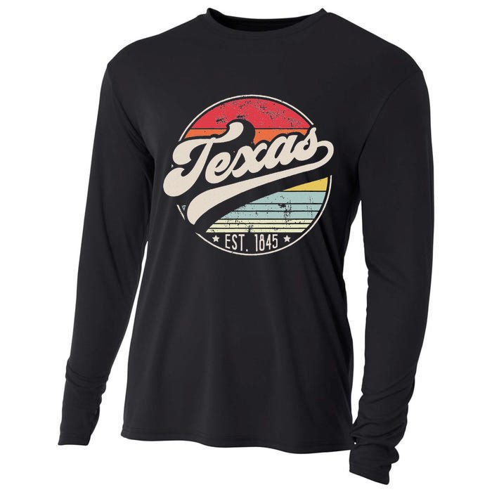 Retro Texas Home State Tx Cool 70s Style Sunset Cooling Performance Long Sleeve Crew