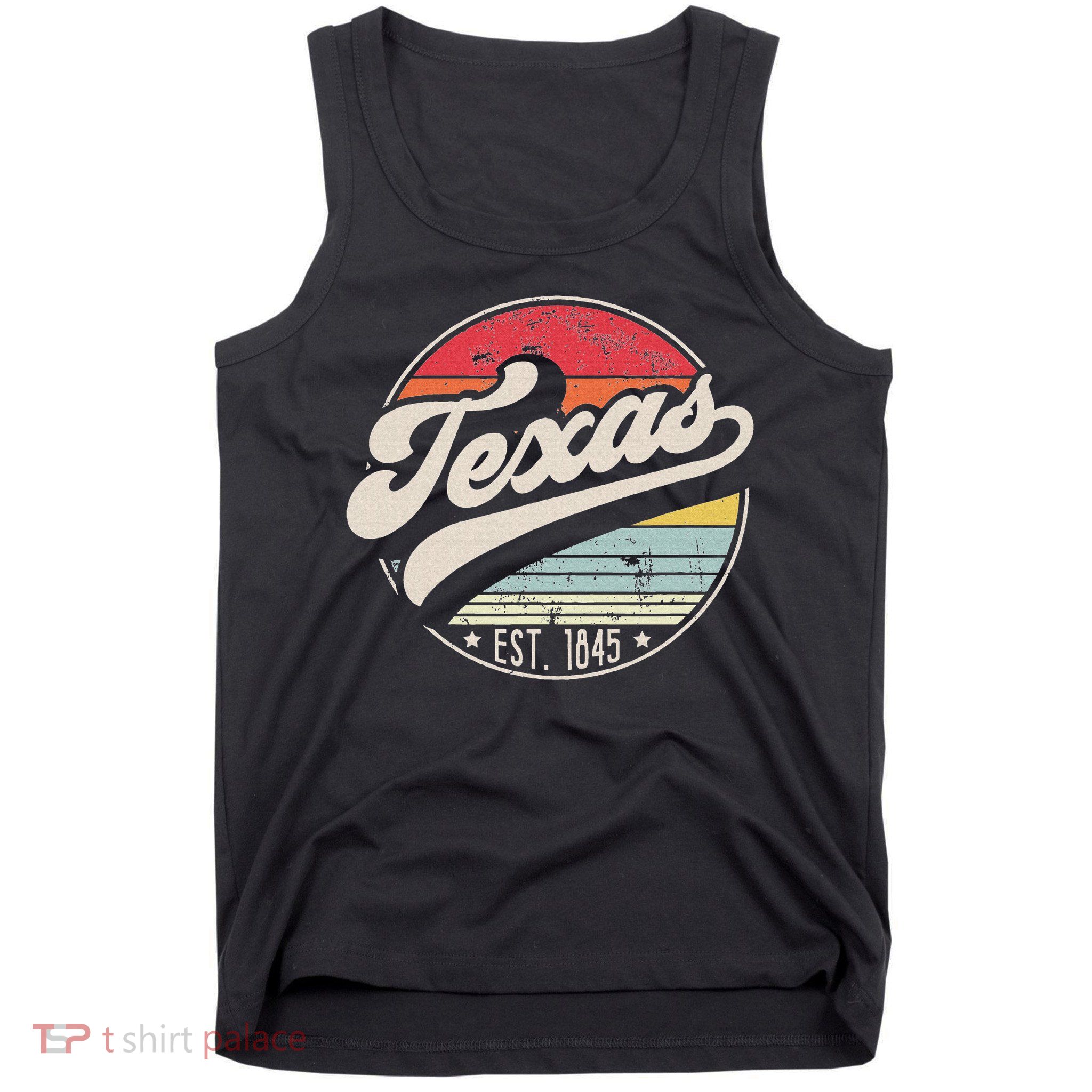 Retro Texas Home State Tx Cool 70s Style Sunset Tank Top