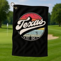 Retro Texas Home State Tx Cool 70s Style Sunset Golf Towel