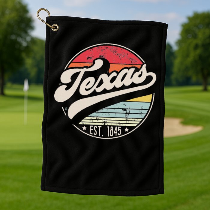 Retro Texas Home State Tx Cool 70s Style Sunset Golf Towel