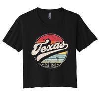Retro Texas Home State Tx Cool 70s Style Sunset Women's Crop Top Tee