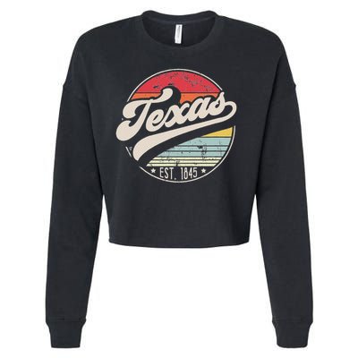 Retro Texas Home State Tx Cool 70s Style Sunset Cropped Pullover Crew