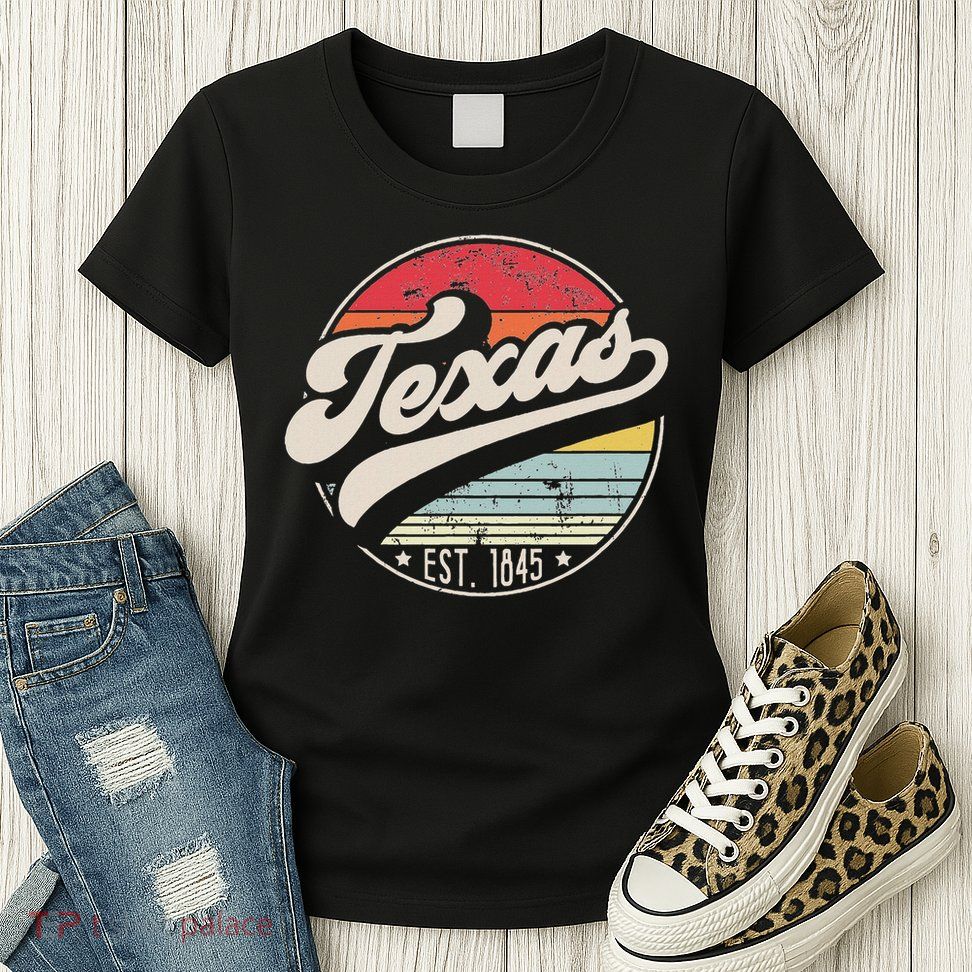Retro Texas Home State Tx Cool 70s Style Sunset Womens T-Shirt