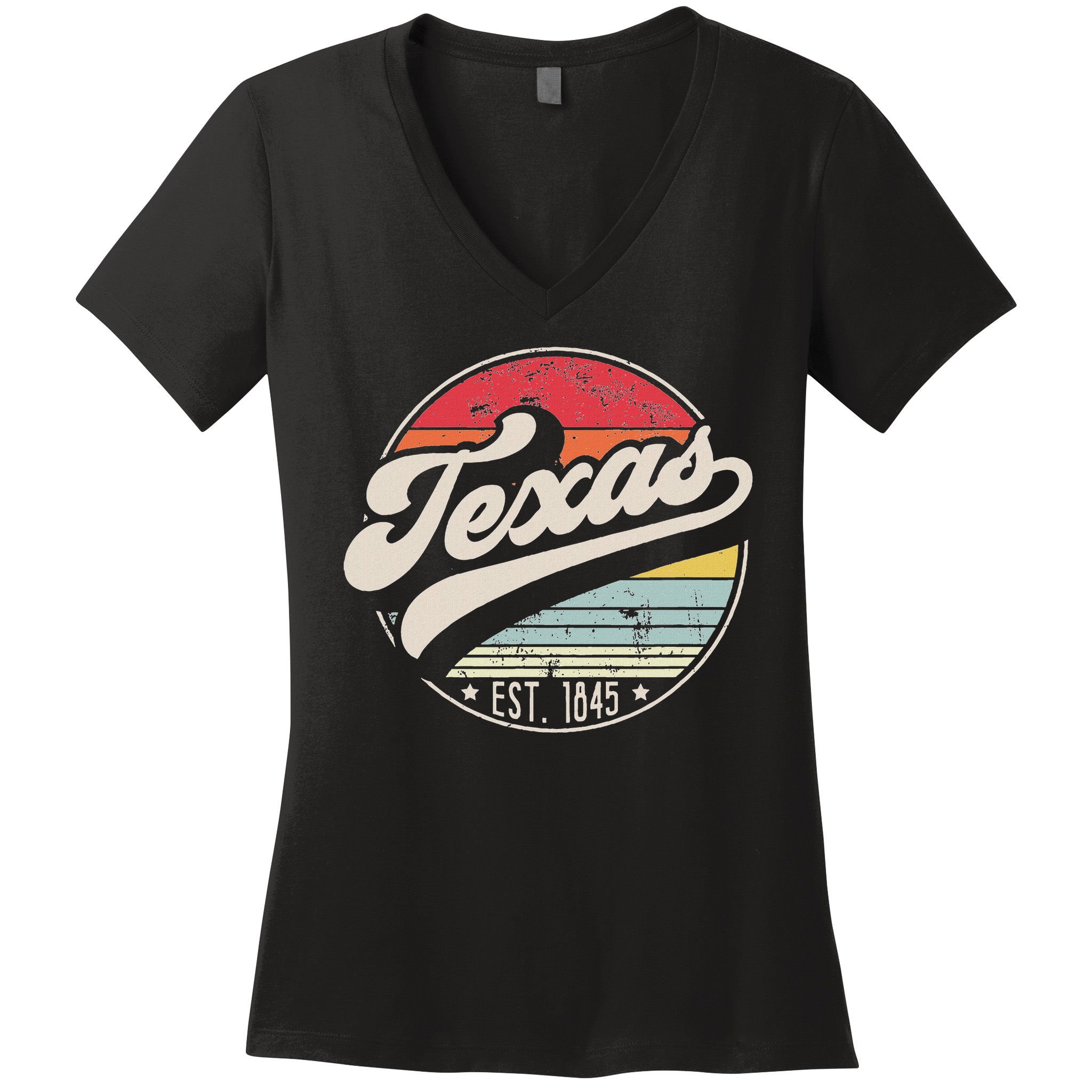 Retro Texas Home State Tx Cool 70s Style Sunset Women's V-Neck T-Shirt