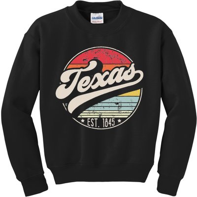 Retro Texas Home State Tx Cool 70s Style Sunset Kids Sweatshirt