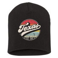 Retro Texas Home State Tx Cool 70s Style Sunset Short Acrylic Beanie