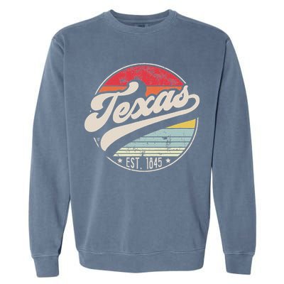 Retro Texas Home State Tx Cool 70s Style Sunset Garment-Dyed Sweatshirt