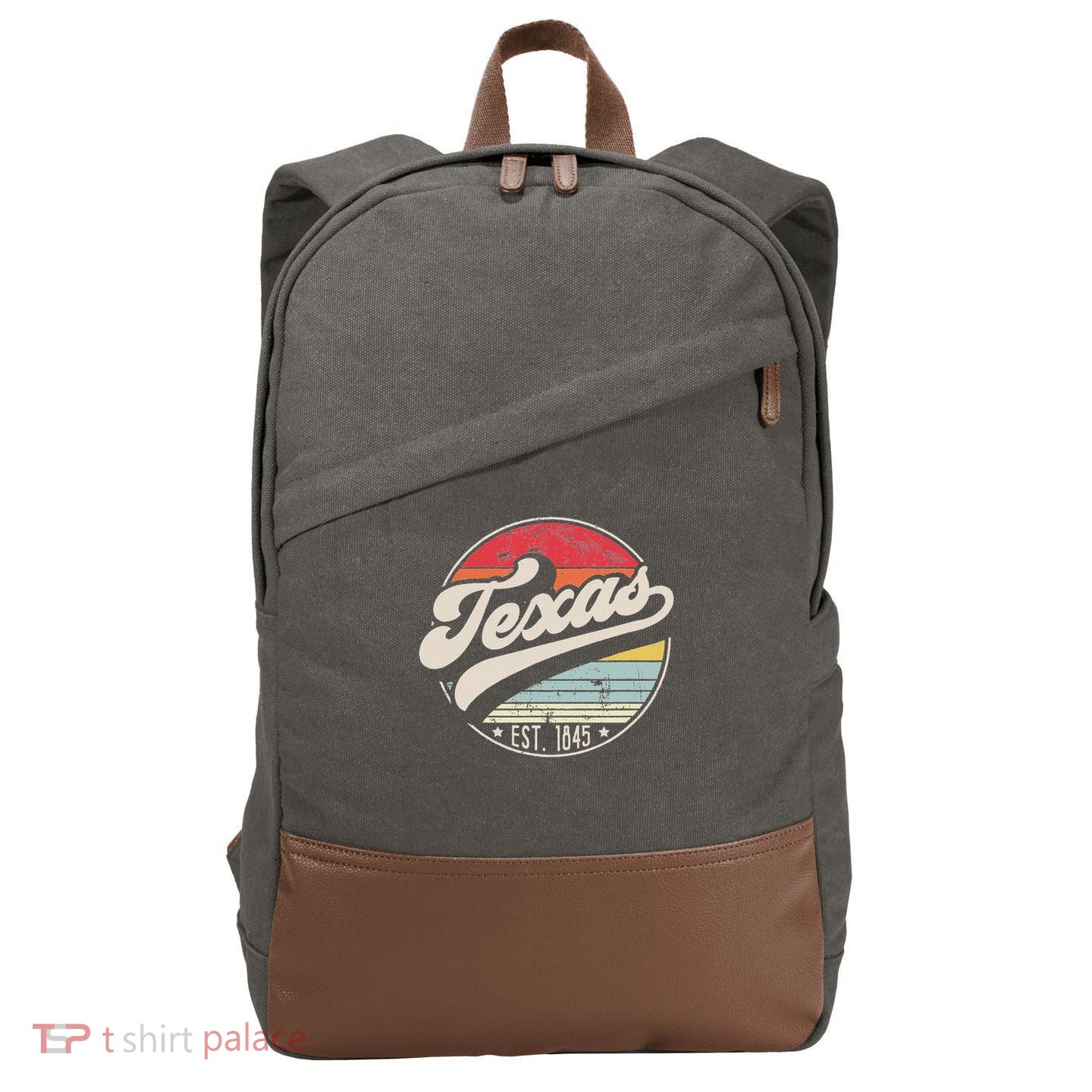 Retro Texas Home State Tx Cool 70s Style Sunset Cotton Canvas Backpack
