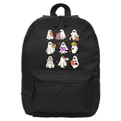 Retro Teacher Halloween Ghost Read More Books Teacher 16 in Basic Backpack