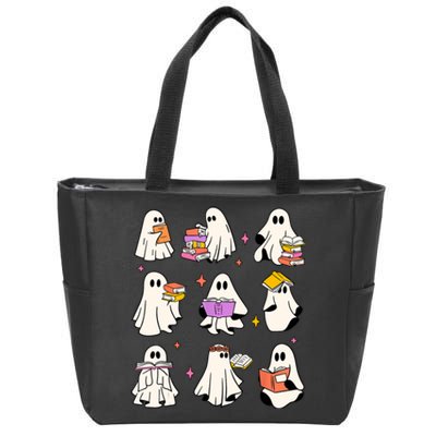 Retro Teacher Halloween Ghost Read More Books Teacher Zip Tote Bag