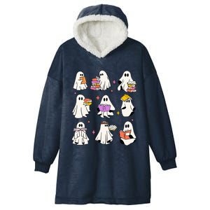 Retro Teacher Halloween Ghost Read More Books Teacher Hooded Wearable Blanket