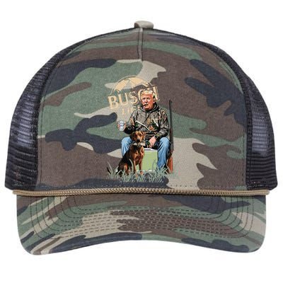 Retro Trump Hunting Deer Funny Beer Drinking Hunting Gift Retro Rope Trucker Hat Cap