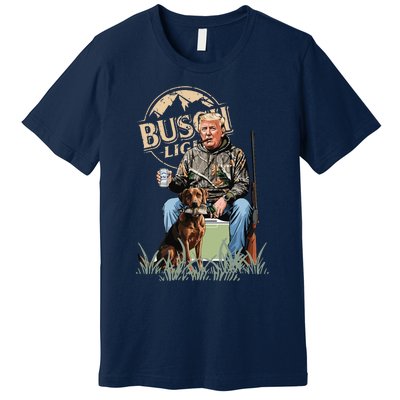 Retro Trump Hunting Deer Funny Beer Drinking Hunting Gift Premium T-Shirt