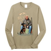 Retro Trump Hunting Deer Funny Beer Drinking Hunting Gift Long Sleeve Shirt