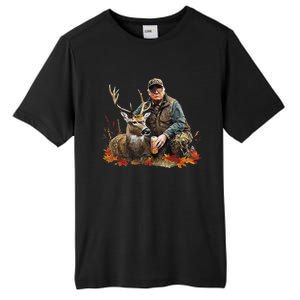 Retro Trump Hunting Deer Funny Reindeer Drinking Beer Tall Fusion ChromaSoft Performance T-Shirt