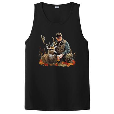 Retro Trump Hunting Deer Funny Reindeer Drinking Beer PosiCharge Competitor Tank