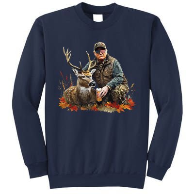 Retro Trump Hunting Deer Funny Reindeer Drinking Beer Sweatshirt