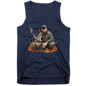 Retro Trump Hunting Deer Funny Reindeer Drinking Beer Tank Top