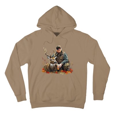 Retro Trump Hunting Deer Funny Reindeer Drinking Beer Hoodie