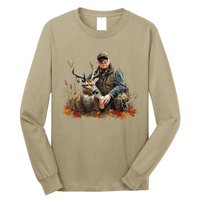 Retro Trump Hunting Deer Funny Reindeer Drinking Beer Long Sleeve Shirt