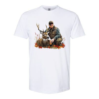 Retro Trump Hunting Deer Funny Reindeer Drinking Beer Softstyle CVC T-Shirt