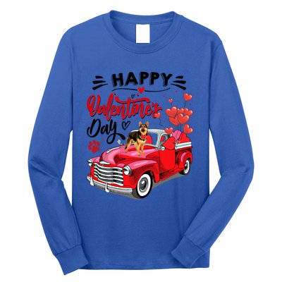 Red Truck Happy Valentines Day Ger Shepherd Hearts Cool Gift Long Sleeve Shirt