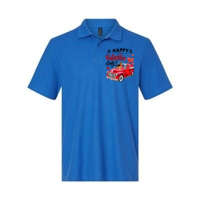 Red Truck Happy Valentines Day Ger Shepherd Hearts Cool Gift Softstyle Adult Sport Polo