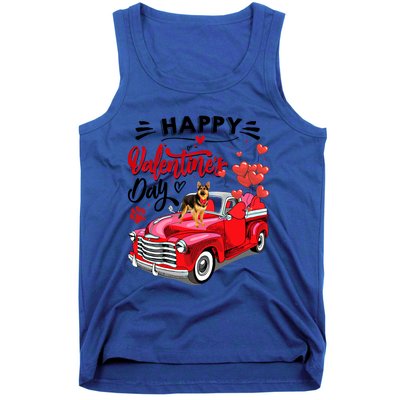 Red Truck Happy Valentines Day Ger Shepherd Hearts Cool Gift Tank Top