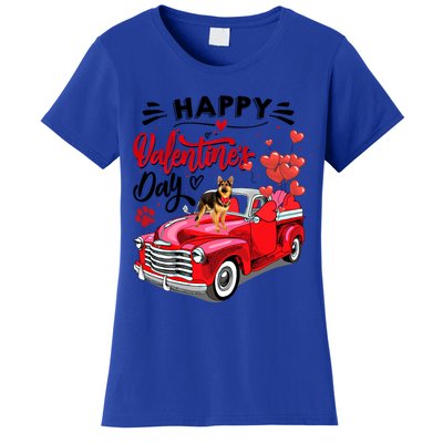 Red Truck Happy Valentines Day Ger Shepherd Hearts Cool Gift Women's T-Shirt