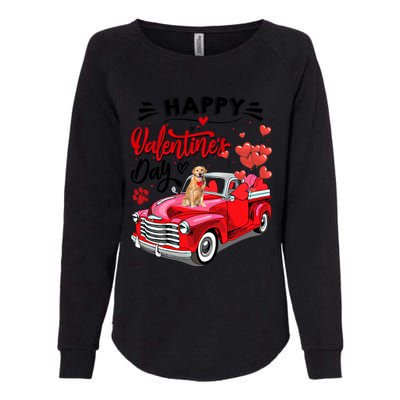 Red Truck Happy Valentines Day Golden Retriever Hearts Gift Womens California Wash Sweatshirt