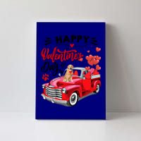 Red Truck Happy Valentines Day Golden Retriever Hearts Gift Canvas