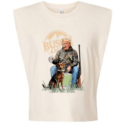 Retro Trump Hunting Deer Funny Beer Drinking Hunting On Back Garment-Dyed Women's Muscle Tee