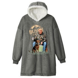 Retro Trump Hunting Deer Funny Beer Drinking Hunting On Back Hooded Wearable Blanket