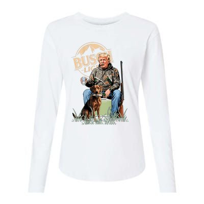 Retro Trump Hunting Deer Funny Beer Drinking Hunting On Back Womens Cotton Relaxed Long Sleeve T-Shirt