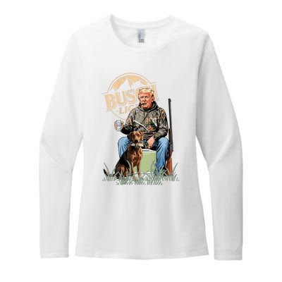 Retro Trump Hunting Deer Funny Beer Drinking Hunting On Back Womens CVC Long Sleeve Shirt