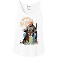 Retro Trump Hunting Deer Funny Beer Drinking Hunting On Back Ladies Essential Tank