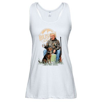 Retro Trump Hunting Deer Funny Beer Drinking Hunting On Back Ladies Essential Flowy Tank