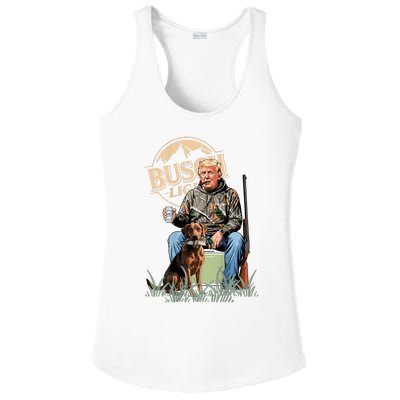 Retro Trump Hunting Deer Funny Beer Drinking Hunting On Back Ladies PosiCharge Competitor Racerback Tank