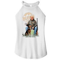 Retro Trump Hunting Deer Funny Beer Drinking Hunting On Back Women's Perfect Tri Rocker Tank