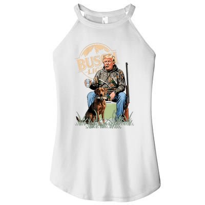 Retro Trump Hunting Deer Funny Beer Drinking Hunting On Back Women's Perfect Tri Rocker Tank