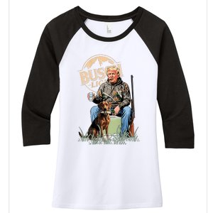 Retro Trump Hunting Deer Funny Beer Drinking Hunting On Back Women's Tri-Blend 3/4-Sleeve Raglan Shirt