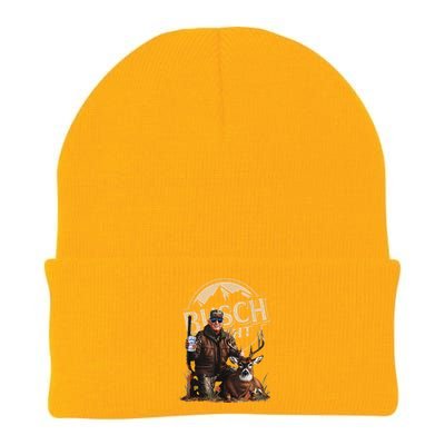 Retro Trump Hunting Deer Funny Beer Drinking Beer Hunting Gift Knit Cap Winter Beanie