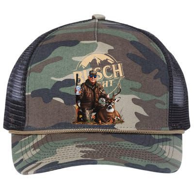 Retro Trump Hunting Deer Funny Beer Drinking Beer Hunting Gift Retro Rope Trucker Hat Cap